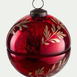 alinea Décoration De La Table De Noël|Objet Décoratif De Noël*Boîte déco boule de Noël en verre D10cm - Rouge