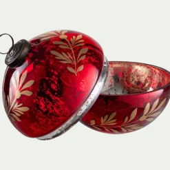 alinea Décoration De La Table De Noël|Objet Décoratif De Noël*Boîte déco boule de Noël en verre D10cm - Rouge