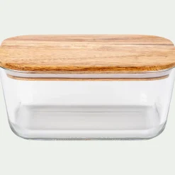 alinea Bocal De Cuisine*Boîte rectangulaire en verre avec couvercle en bois H7,90cm Transparent