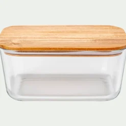 alinea Bocal De Cuisine*Boîte rectangulaire en verre couvercle en bois H9cm Transparent