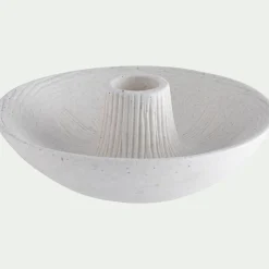 alinea Bougeoir*Bougeoir rond en grès D14xH5cm - Blanc