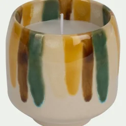 alinea Bougie*Bougie déco en grès H8,5cm - multicolore Beige