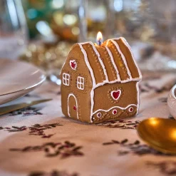 alinea Décoration De La Table De Noël|Bougie Et Photophore De Noël*Bougie forme maisonnette pain d'épices - Marron