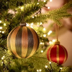 alinea Boule De Noël*Boule de Noël à rayures tissées D10cm - Vert