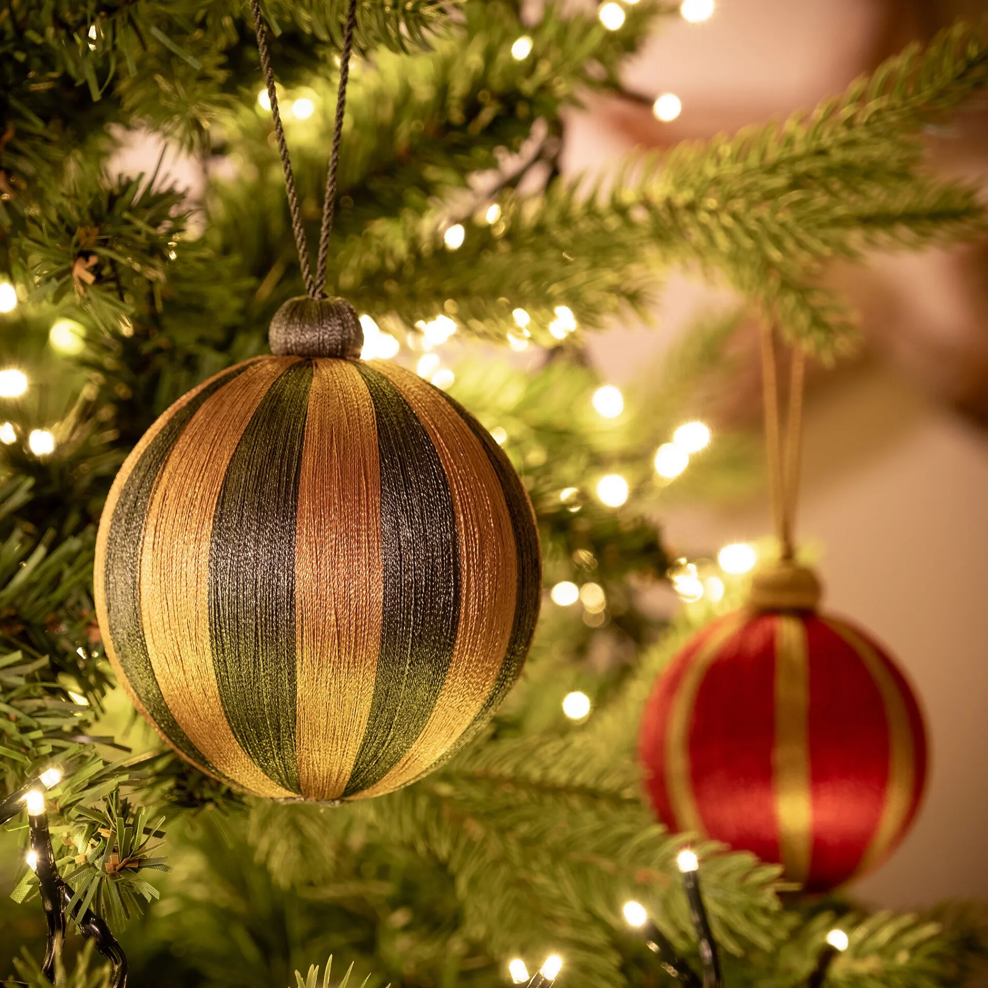 alinea Boule De Noël*Boule de Noël à rayures tissées D10cm - Vert