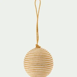 alinea Boule De Noël*Boule de Noël en rayonne et zari à rayure D7cm - Doré