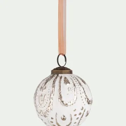 alinea Boule De Noël*Boule de Noël patinée en verre D8cm - Blanc