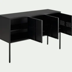 alinea Buffet De Salle À Manger|Buffet*Buffet 3 portes en tôle d'acier - Noir
