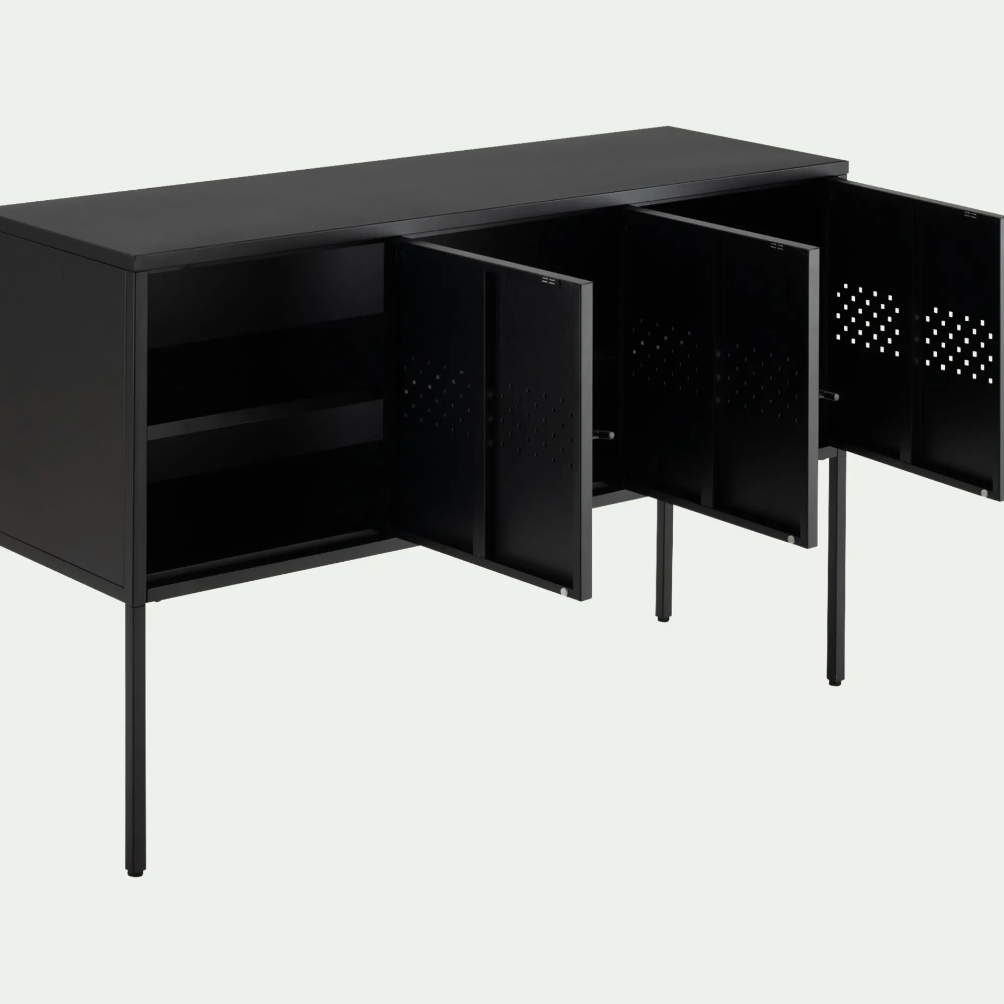 alinea Buffet De Salle À Manger|Buffet*Buffet 3 portes en tôle d'acier - Noir