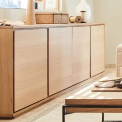 alinea Buffet De Salle À Manger|Buffet*Buffet bas en bois 4 portes - naturel Bois clair