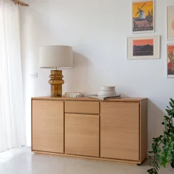 alinea Buffet De Salle À Manger|Buffet*Buffet bas en bois 3 portes 1 tiroir - naturel Bois clair