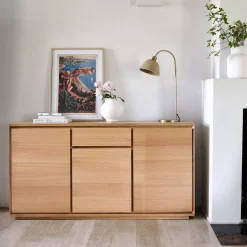 alinea Buffet De Salle À Manger|Buffet*Buffet bas en bois 3 portes 1 tiroir - naturel Bois clair