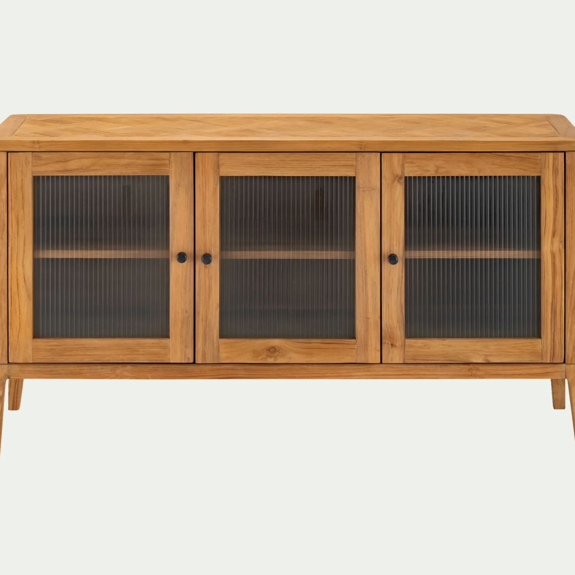 alinea Buffet De Salle À Manger|Buffet*Buffet bas en teck recyclé et portes vitrées - Bois clair