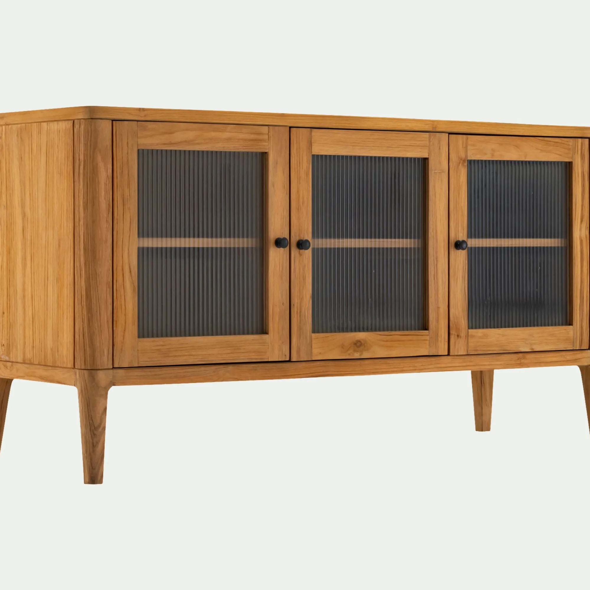 alinea Buffet De Salle À Manger|Buffet*Buffet bas en teck recyclé et portes vitrées - Bois clair