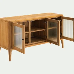 alinea Buffet De Salle À Manger|Buffet*Buffet bas en teck recyclé et portes vitrées - Bois clair