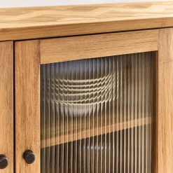 alinea Buffet De Salle À Manger|Buffet*Buffet bas en teck recyclé et portes vitrées - Bois clair