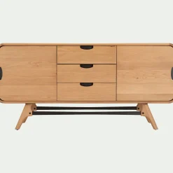 alinea Buffet De Salle À Manger|Buffet*Buffet bas plaqué chêne 2 portes et 3 tiroirs et piètement chêne massif - Bois clair