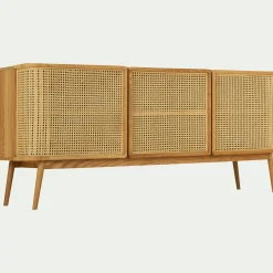 alinea Buffet De Salle À Manger|Buffet*Buffet cannage 3 portes en bois - Bois clair