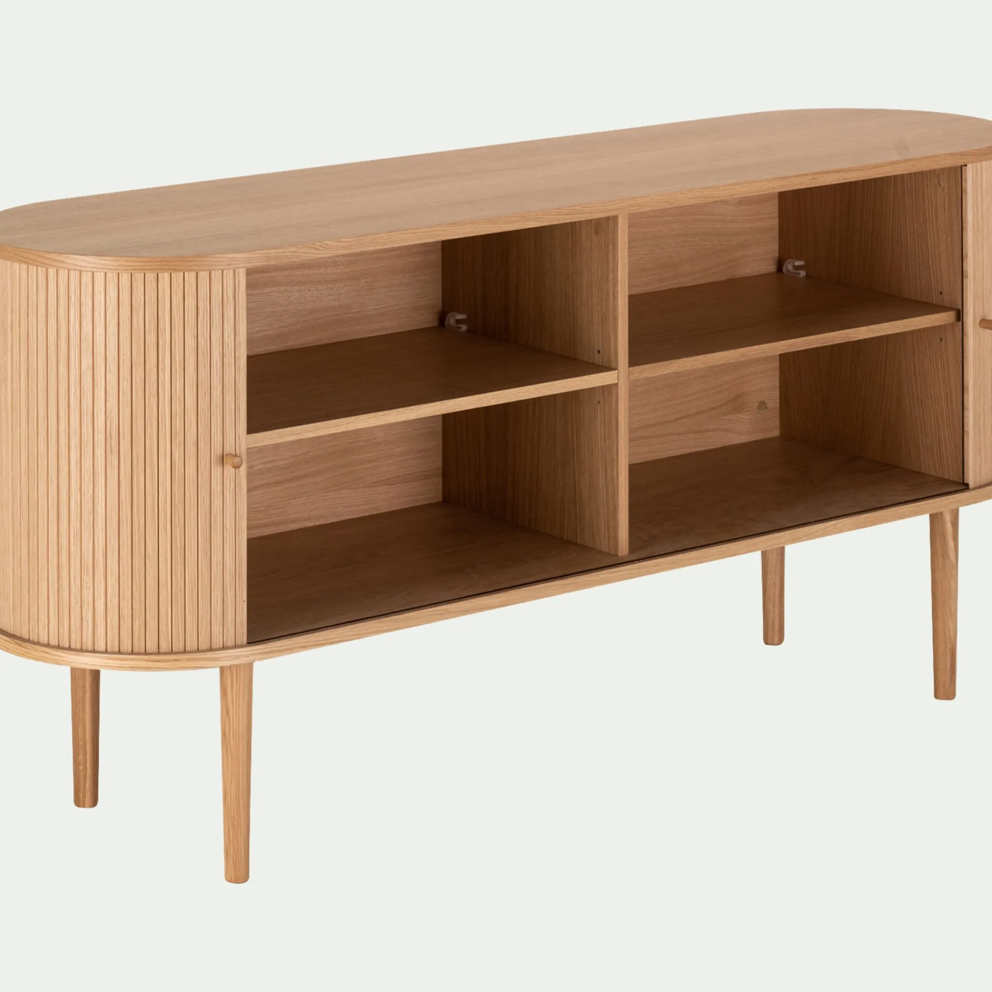 alinea Buffet De Salle À Manger|Buffet*Buffet ovale en bois cannelé - Bois clair