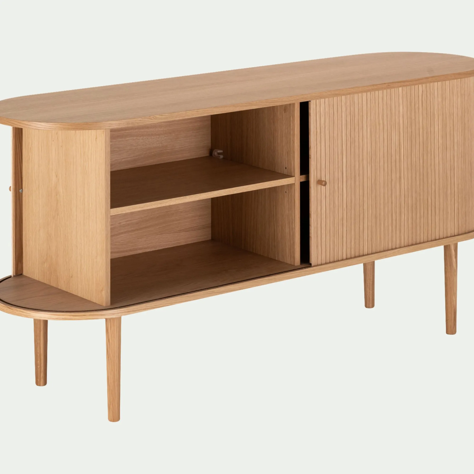 alinea Buffet De Salle À Manger|Buffet*Buffet ovale en bois cannelé - Bois clair