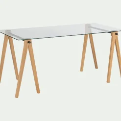 alinea Bureau*Bureau en bois et verre trempé - Transparent