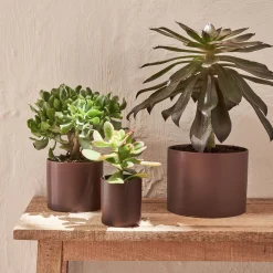 alinea Pot De Fleur*Cache-pot en céramique - brun rhassoul D14xH11cm Marron