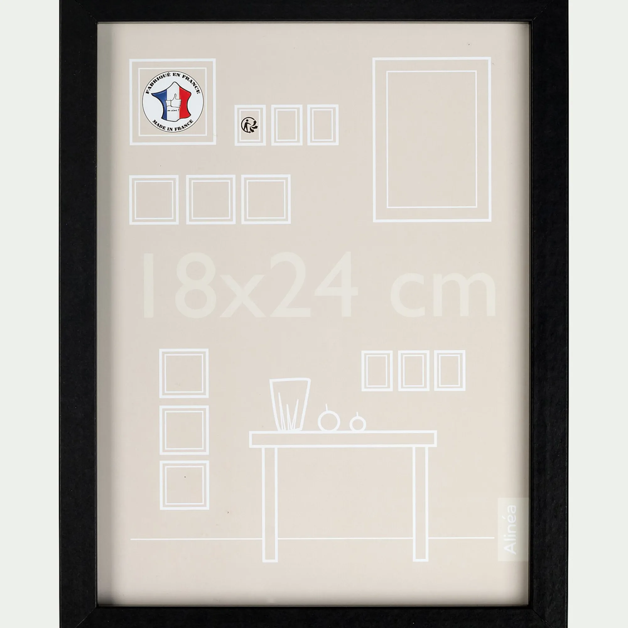 alinea Cadre Photo*Cadre photo en bois 18x24cm - Noir