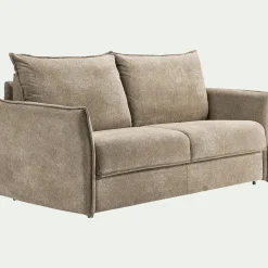 alinea Canapé 3 Places|Canapé Convertible*Canapé 3 places convertible en tissu avec matelas densité 35kg/m3 - roucas Beige