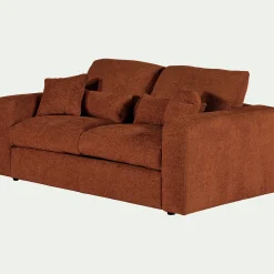 alinea Canapé En Velours|Canapé 3 Places*Canapé 3 places convertible en tissu chenille benjo - brun rustrel Marron
