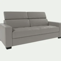 alinea Canapé En Cuir|Canapé 3 Places*Canapé 3 places convertible en tissu cuir avec accoudoirs 20cm - borie Gris