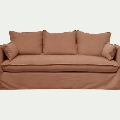 alinea Canapé 3 Places*Canapé 3 places convertible en tissu wind - terracotta Marron