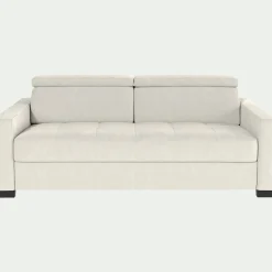 alinea Canapé En Cuir|Canapé 3 Places*Canapé 3 places convertible avec matelas Bultex en cuir avec accoudoirs 15cm - Blanc