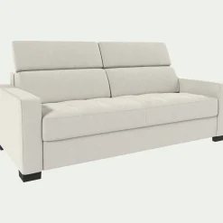 alinea Canapé En Cuir|Canapé 3 Places*Canapé 3 places convertible avec matelas Bultex en cuir avec accoudoirs 15cm - Blanc