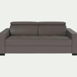 alinea Canapé En Cuir|Canapé Convertible*Canapé 3 places convertible en cuir avec accoudoirs 20cm - taupe