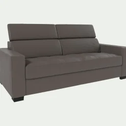 alinea Canapé En Cuir|Canapé Convertible*Canapé 3 places convertible en cuir avec accoudoirs 20cm - taupe