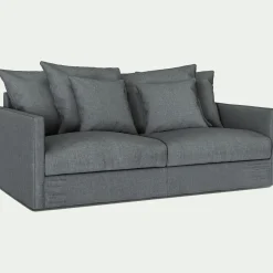 alinea Canapé En Lin|Canapé En Tissu*Canapé 3 places convertible avec matelas Bultex en lin et viscose - ardoise Gris