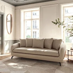alinea Canapé 3 Places|Canapé Convertible*Canapé 3 places convertible en tissu doux tramé - Beige