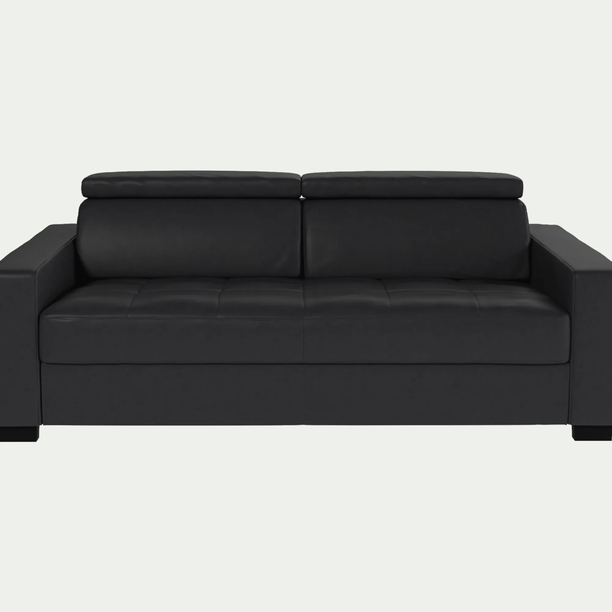alinea Canapé En Cuir|Canapé 3 Places*Canapé 3 places convertible en cuir avec accoudoirs 20cm - Brun terre d'ombre Marron