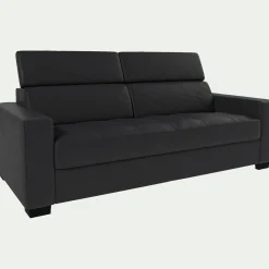 alinea Canapé En Cuir|Canapé 3 Places*Canapé 3 places convertible en cuir avec accoudoirs 20cm - Brun terre d'ombre Marron
