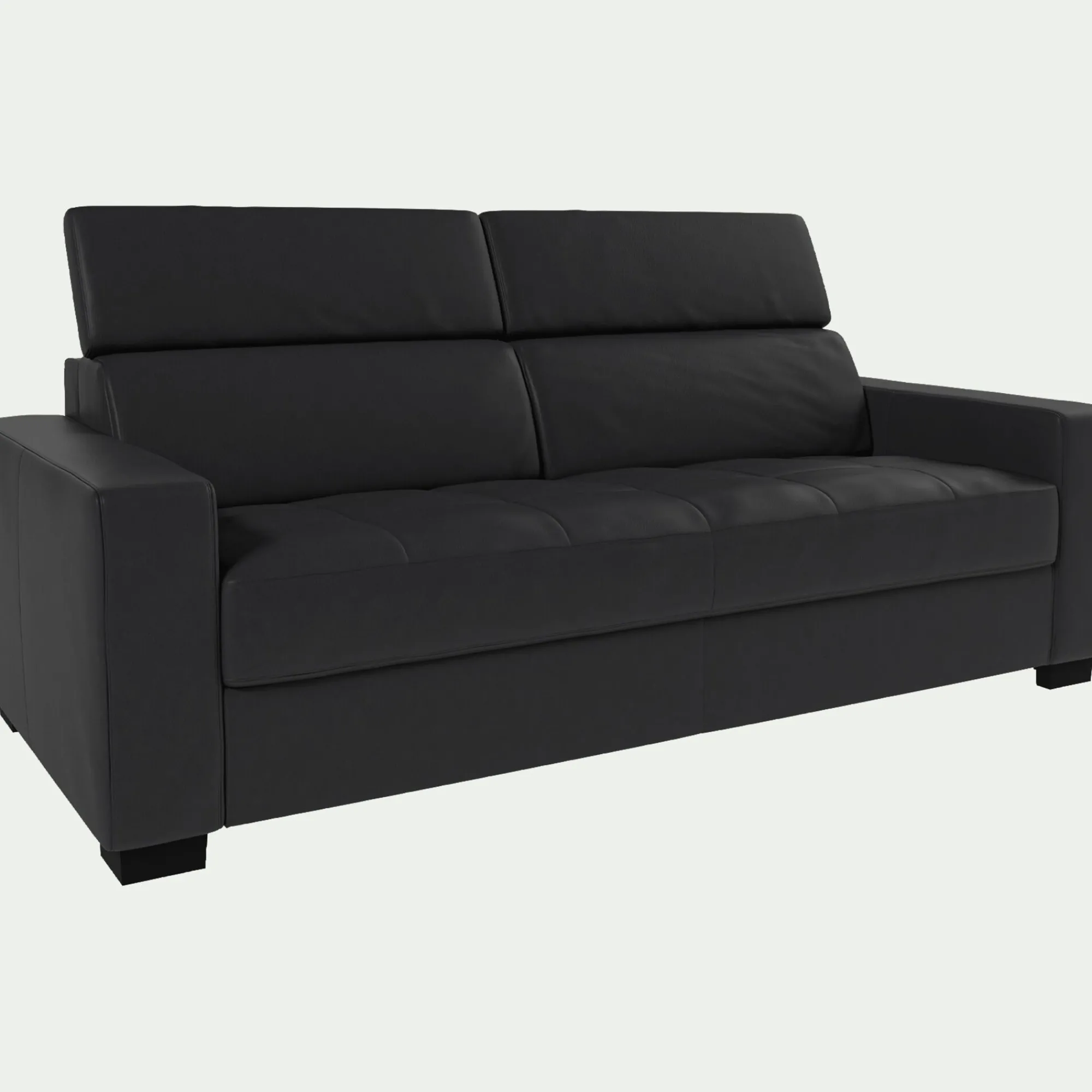 alinea Canapé En Cuir|Canapé 3 Places*Canapé 3 places convertible en cuir avec accoudoirs 20cm - Brun terre d'ombre Marron