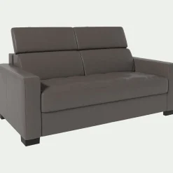 alinea Canapé En Cuir|Canapé 2 Places*Canapé 2 places fixe en cuir avec accoudoirs 15cm - taupe Gris