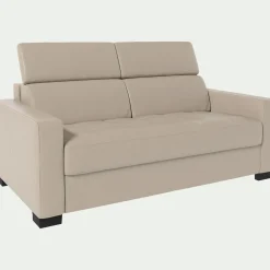 alinea Canapé En Cuir|Canapé 2 Places*Canapé 2 places fixe en cuir avec accoudoirs 15cm - Beige