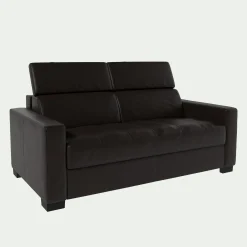 alinea Canapé En Cuir|Canapé 2 Places*Canapé 2 places fixe en cuir avec accoudoirs 15cm - Marron