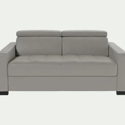 alinea Canapé En Cuir|Canapé 2 Places*Canapé 2 places fixe en cuir avec accoudoir 15cm - Gris borie