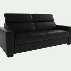 alinea Canapé En Cuir|Canapé 3 Places*Canapé 3 places fixe en cuir avec accoudoirs 20cm - Noir