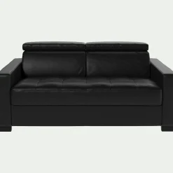 alinea Canapé En Cuir|Canapé 2 Places*Canapé 2 places fixe en cuir avec accoudoirs 15cm - Noir