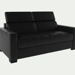 alinea Canapé En Cuir|Canapé 2 Places*Canapé 2 places fixe en cuir avec accoudoirs 15cm - Noir