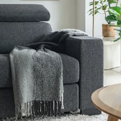 alinea Canapé 2 Places*Canapé 2 places fixe en tissu pop avec accoudoirs 20cm - anthracite Gris