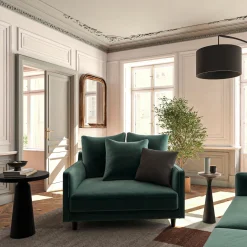 alinea Petit Canapé|Fauteuil*Canapé 1,5 places fixe en tissu velvet - sauge Vert