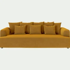 alinea Canapé 5 Places*Canapé 5 places fixe en tissu velours - Jaune argan